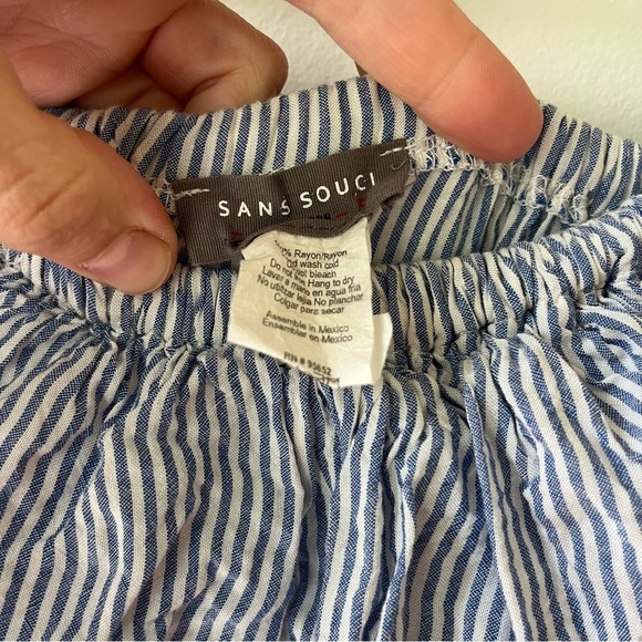 Sans Souci Striped Ruffle Maxi Dress Small Off Shoulder Coastal Boho Cottagecore - Picture 3 of 11